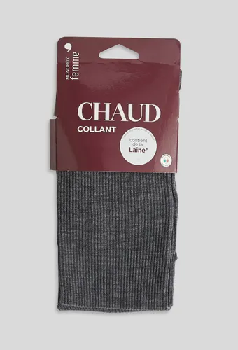 Collant en laine mélangé à cotes CHAUD - MONOPRIX - Modalova