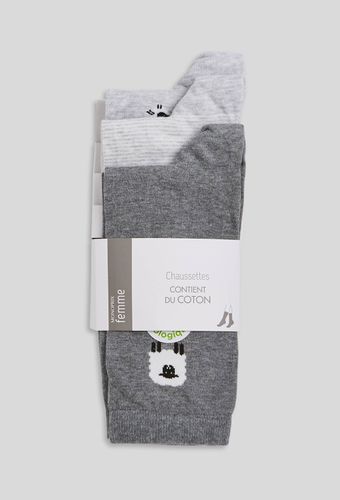 Lot x3 chaussettes imprimées mouton - MONOPRIX FEMME - Modalova