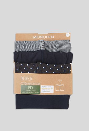 Lot de 2 caleçons à rayures & à pois en coton BIO, certifié OEKO-TEX - MONOPRIX - Modalova