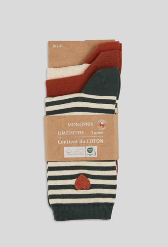 Lot de 2 paires de chaussettes fantaisie en coton - MONOPRIX FEMME - Modalova