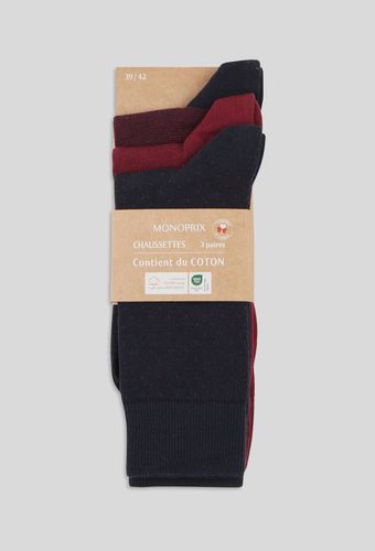 Lot de 3 paires de chaussettes fantaisie en coton - MONOPRIX - Modalova