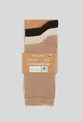 Lot de 3 paires de chaussettes à pois en coton BIO - MONOPRIX FEMME - Modalova
