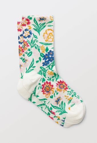 Paire de chaussettes fantaisie à fleurs en coton - MONOPRIX FEMME - Modalova