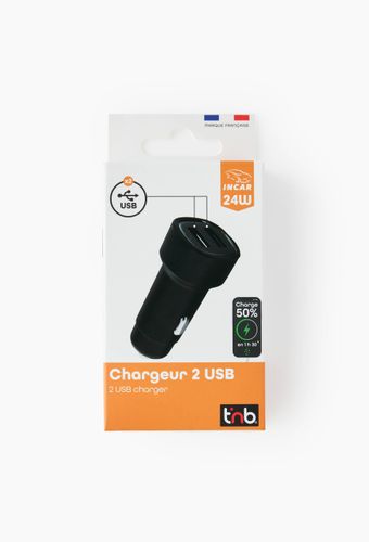Chargeur allume?cigare , 2 ports USB A 24W, Smart C, compact en gris - TNB - Modalova