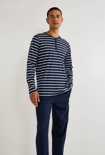 Pyjama manches longues rayé et pantalon en jersey de coton, BIO - MONOPRIX - Modalova