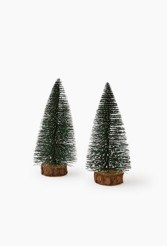 Lot de 2 petits sapins enneigés, 8x17cm, en plastique - MONOPRIX - Modalova