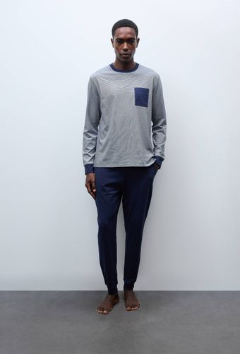 Pyjama T-shirt manches longues milleraies et pantalon en jersey de coton BIO GOTS - MONOPRIX - Modalova