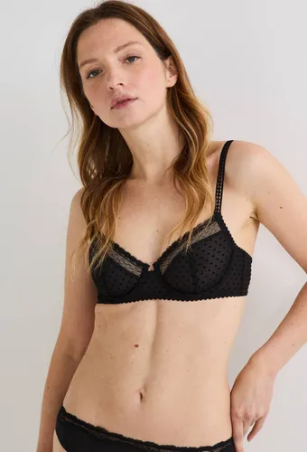 Soutien-gorge corbeille balconnet ADELE en tulle floqué - MONOPRIX - Modalova