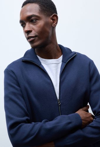 Gilet col montant zippé en mélange coton et cachemire - MONOPRIX - Modalova
