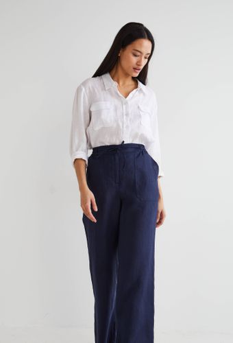 Pantalon taille semi-élastiquée uni en lin - MONOPRIX PREMIUM - Modalova