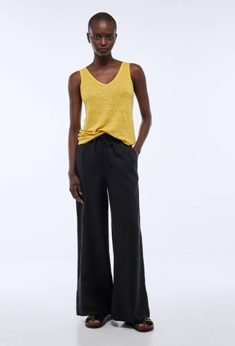 Pantalon large à taille élastiquée en lin - MONOPRIX PREMIUM - Modalova