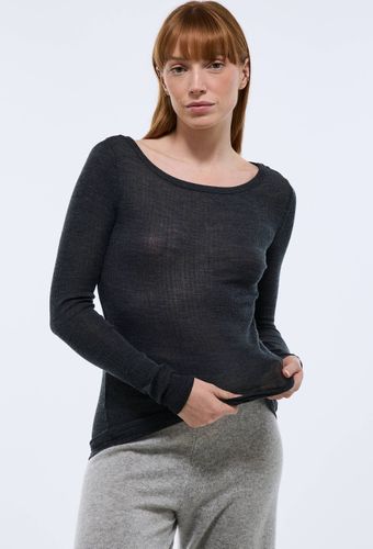 T-shirt manches longues en laine mérinos et soie - MONOPRIX PREMIUM - Modalova