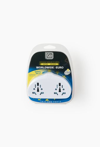 Adapteur double avec port USB Monde vers Europe - Design Go - Modalova