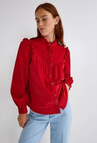 Blouse velours à détails en coton - MONOPRIX - Modalova