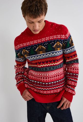 Pull col rond jacquard de noël contenant de la laine - MONOPRIX - Modalova