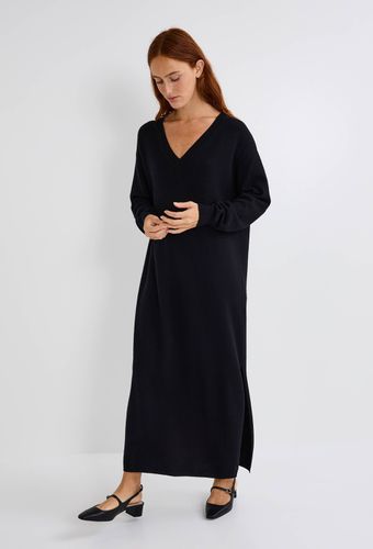 Robe longue col v en laine - MONOPRIX - Modalova