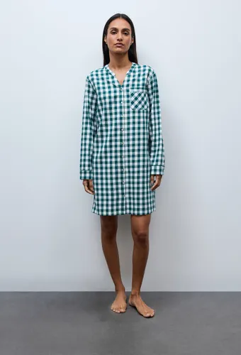 Chemise de nuit en flanelle à carreaux vichy en coton BIO - MONOPRIX - Modalova