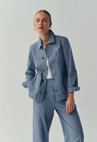 Pantalon droit rayé en coton - MONOPRIX - Modalova