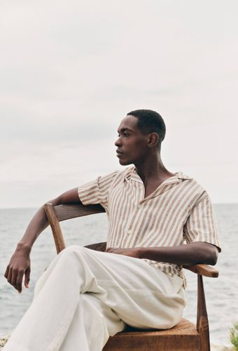 Chemise rayée à manches courtes en lin et coton - MONOPRIX - Modalova