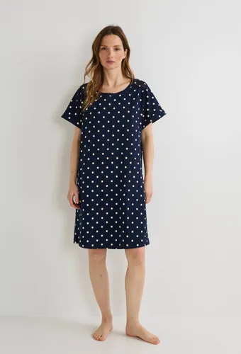 Chemise de nuit manches courtes à pois en coton BIO - MONOPRIX - Modalova