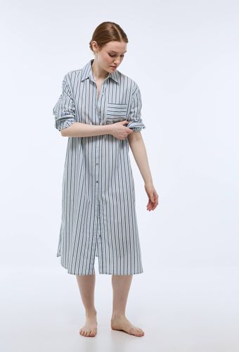 Chemise de nuit rayée en popeline de coton BIO - MONOPRIX - Modalova