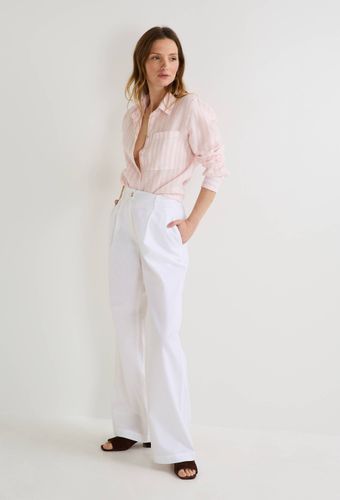 Pantalon large taille haute en lin et coton - MONOPRIX - Modalova
