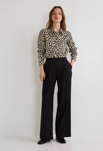 Pantalon large taille haute en lin et coton - MONOPRIX - Modalova
