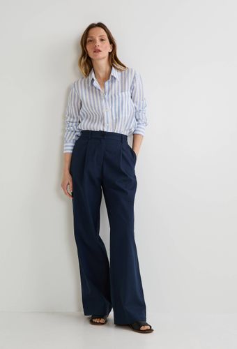 Pantalon large taille haute en lin et coton - MONOPRIX - Modalova