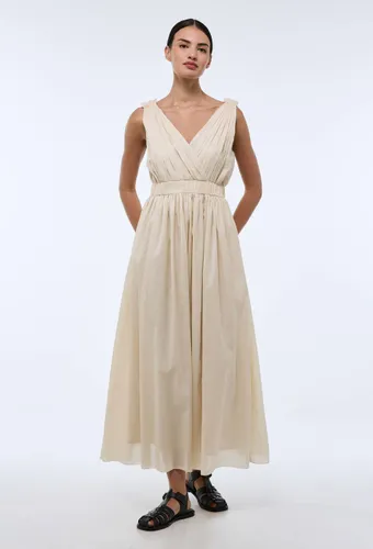 Robe longue cintrée unie contenant du coton - MONOPRIX - Modalova