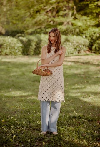 Robe courte sans manches brodée - MONOPRIX - Modalova