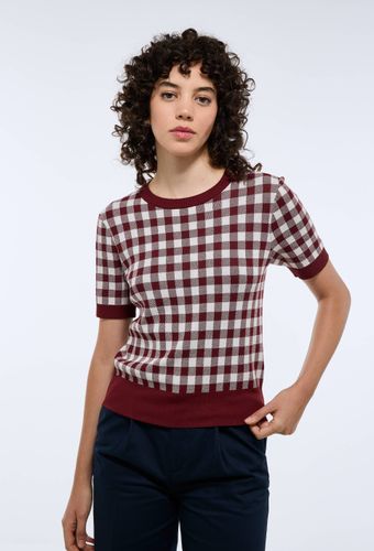 Pull manches courtes motif vichy - MONOPRIX - Modalova