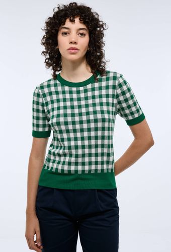 Pull manches courtes motif vichy - MONOPRIX - Modalova