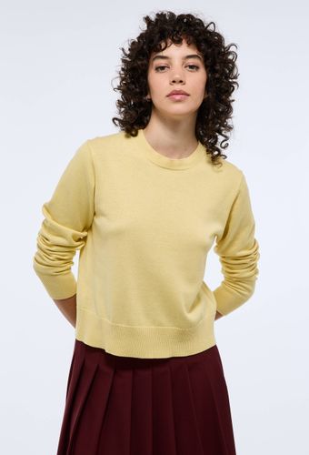 Pull uni à manches longues en coton - MONOPRIX - Modalova