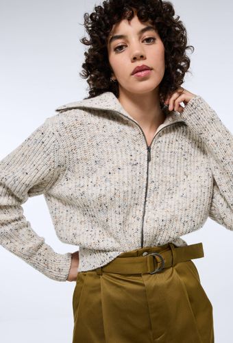 Cardigan zippé en maille côtelée contenant de la laine merinos - MONOPRIX - Modalova