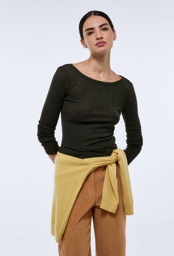 T-shirt manches longues en laine mérinos et soie - MONOPRIX PREMIUM - Modalova