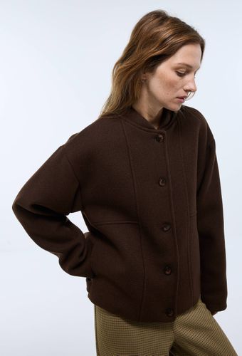 Blouson uni boutonné contenant de la laine - MONOPRIX PREMIUM - Modalova