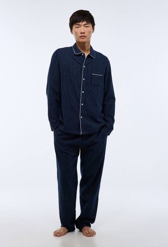 Pyjama chemise manches longues et pantalon gratté en coton GOTS à rayures - MONOPRIX - Modalova