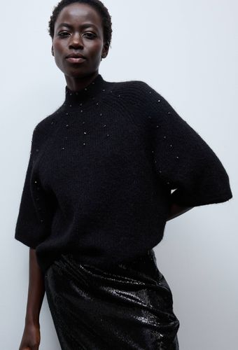 Pull manches coudes à strass contenant de l'alpaga - MONOPRIX - Modalova