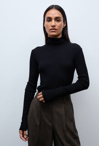 Pull col roulé à côtes uni en laine - MONOPRIX - Modalova