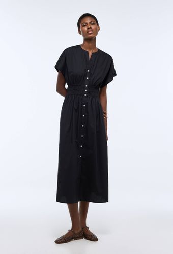 Robe midi cintrée unie en popeline de coton - MONOPRIX - Modalova