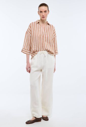 Pantalon large à taille élastiquée en lin - MONOPRIX PREMIUM - Modalova
