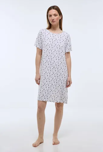 Chemise de nuit en pointelle imprimée à finitions ruffle en modal et coton - MONOPRIX - Modalova