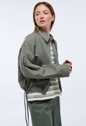 Chemise courte cintrée avec coulisses, manches longues contenant du coton - MONOPRIX - Modalova