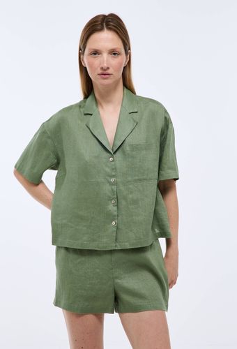 Pyjashort uni manches courtes en lin - MONOPRIX PREMIUM - Modalova