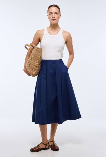 Jupe midi unie contenant du lin - MONOPRIX - Modalova
