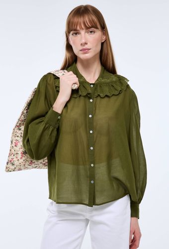 Chemise unie détails col contenant du coton - MONOPRIX - Modalova