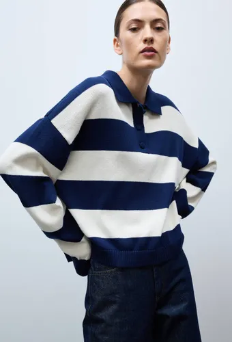 Pull rayé à col polo - MONOPRIX - Modalova