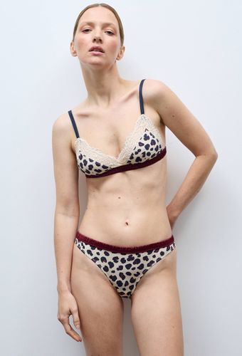 Culotte ZOE en microfibre imprimée et dentelle - MONOPRIX - Modalova