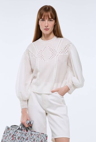 Blouse unie en dentelle - MONOPRIX - Modalova