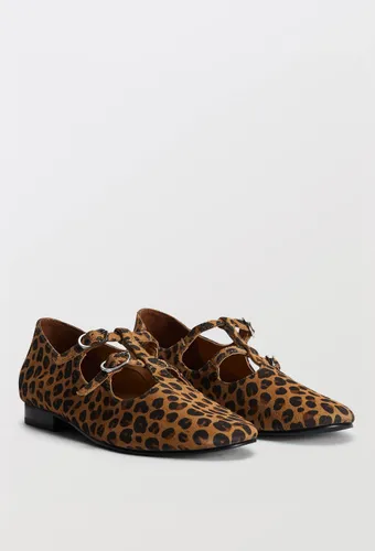 Salomés double brides imprimé léopard en cuir - MONOPRIX PREMIUM - Modalova